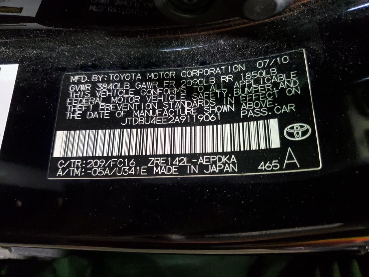 JTDBU4EE2A9119061 2010 Toyota Corolla Base