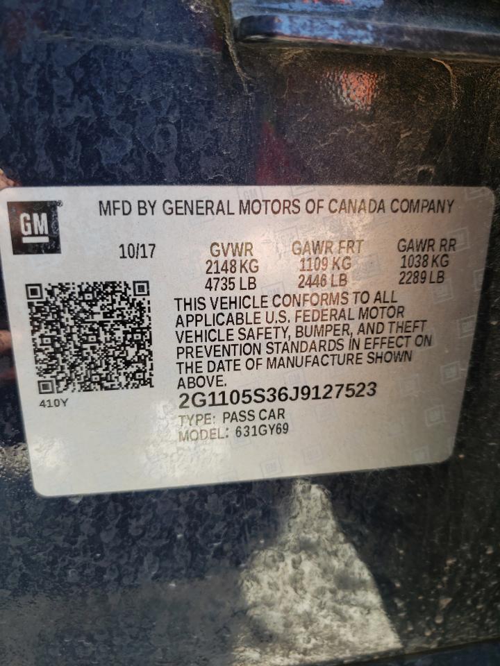 2G1105S36J9127523 2018 Chevrolet Impala Lt