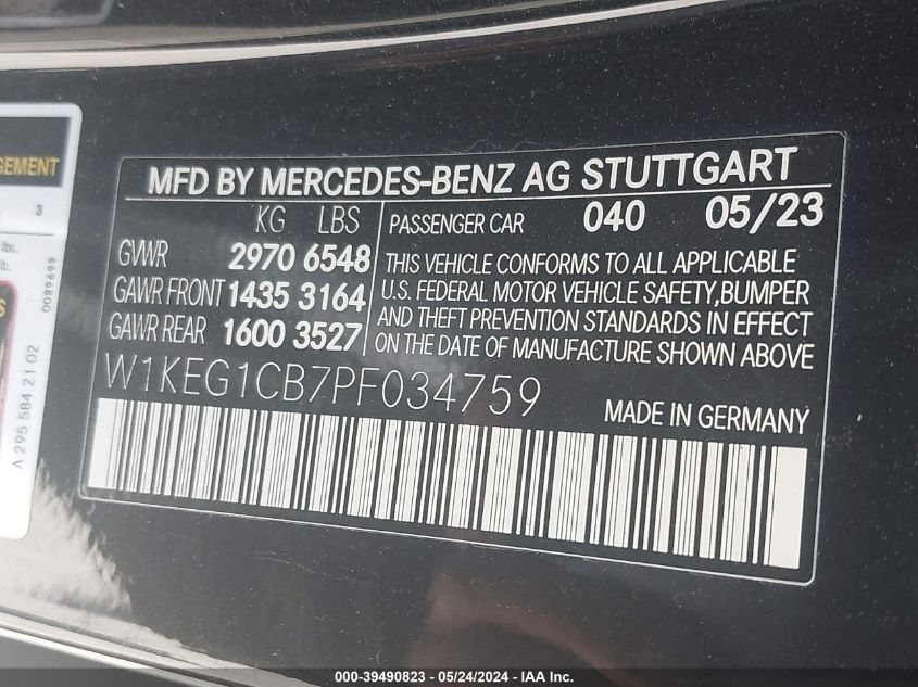 2023 Mercedes-Benz Eqe 350 4Matic VIN: W1KEG1CB7PF034759 Lot: 39490823