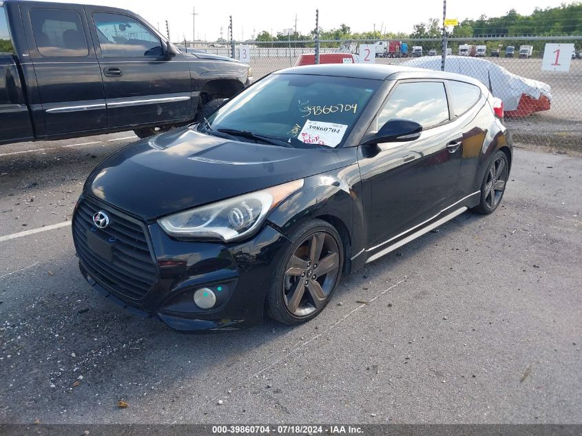 2014 Hyundai Veloster Turbo W/Blue VIN: KMHTC6AE5EU199446 Lot: 39860704