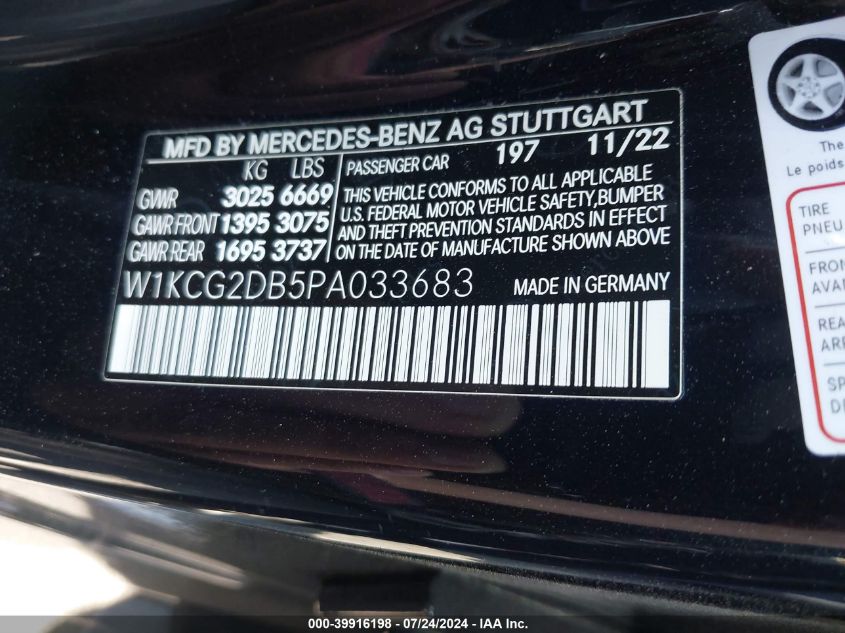 2023 Mercedes-Benz Eqs 450+ VIN: W1KCG2DB5PA033683 Lot: 39916198