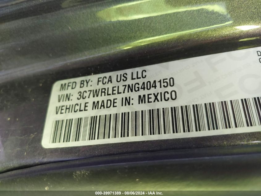 2022 Ram 4500 Chassis Tradesman/Slt/Laramie/Limited VIN: 3C7WRLEL7NG404150 Lot: 39971389