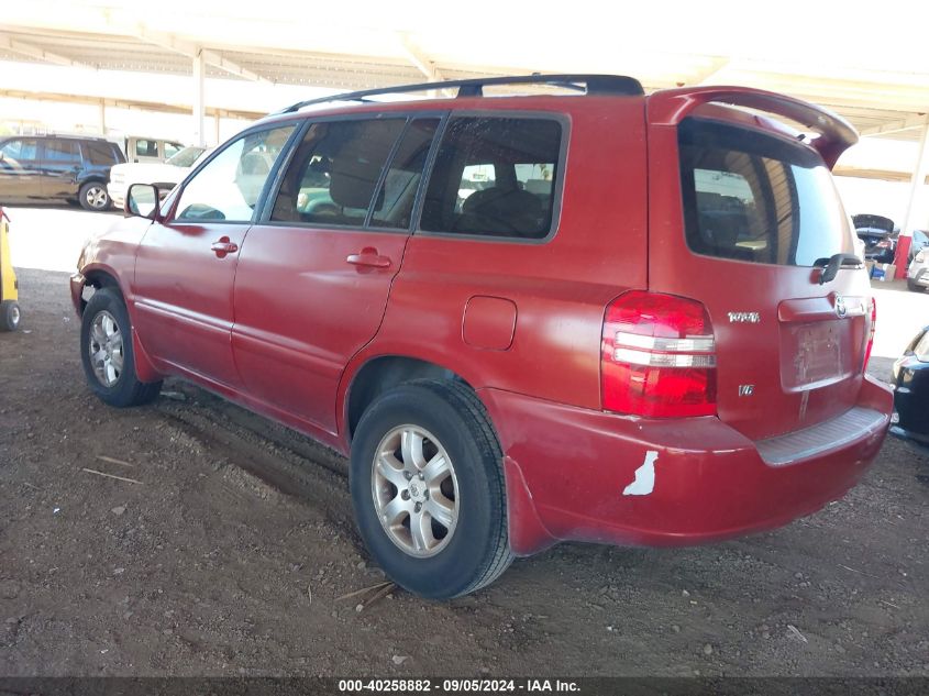 2003 Toyota Highlander V6 (A4) VIN: JTEGF21A930091401 Lot: 40258882