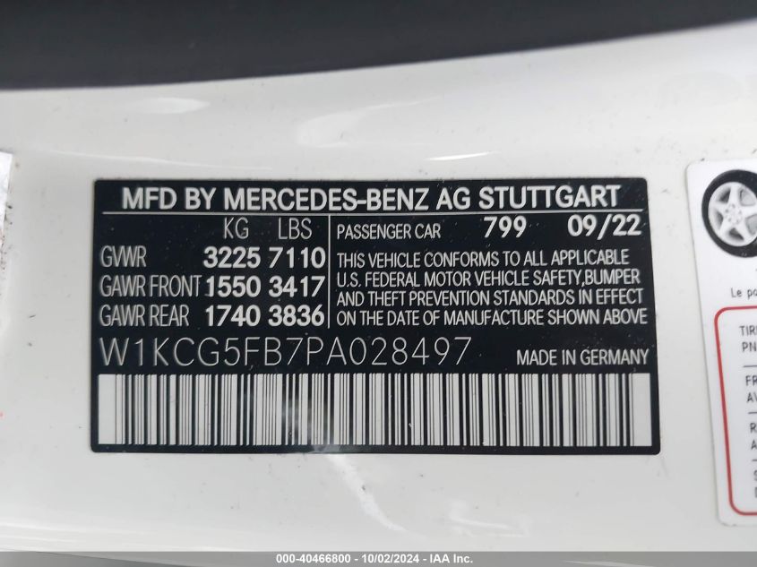 2023 Mercedes-Benz Amg Eqs 4Matic+ VIN: W1KCG5FB7PA028497 Lot: 40466800