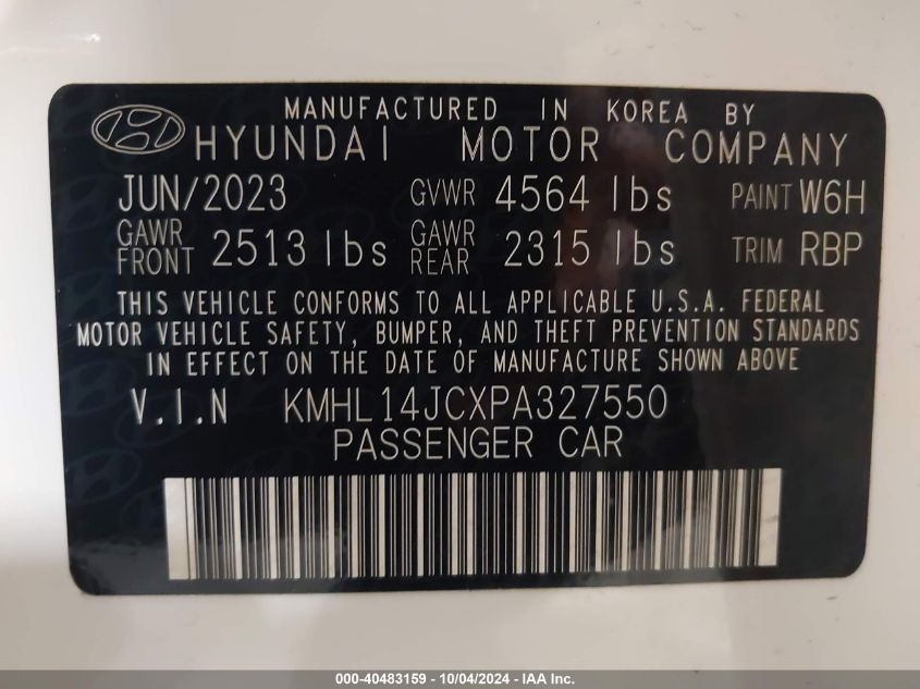 2023 Hyundai Sonata N Line VIN: KMHL14JCXPA327550 Lot: 40483159