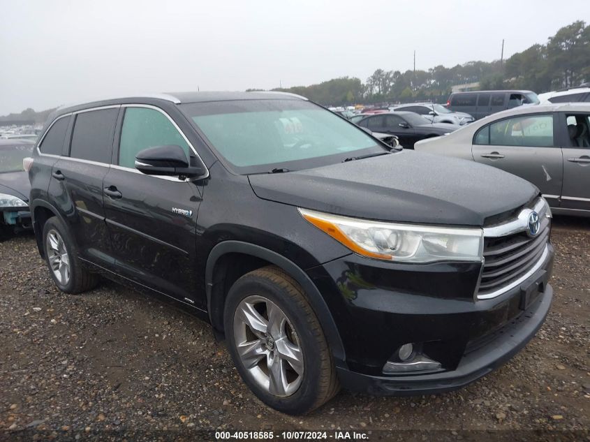 2016 Toyota Highlander Hybrid Limited VIN: 5TDDCRFH3GS016484 Lot: 40518585