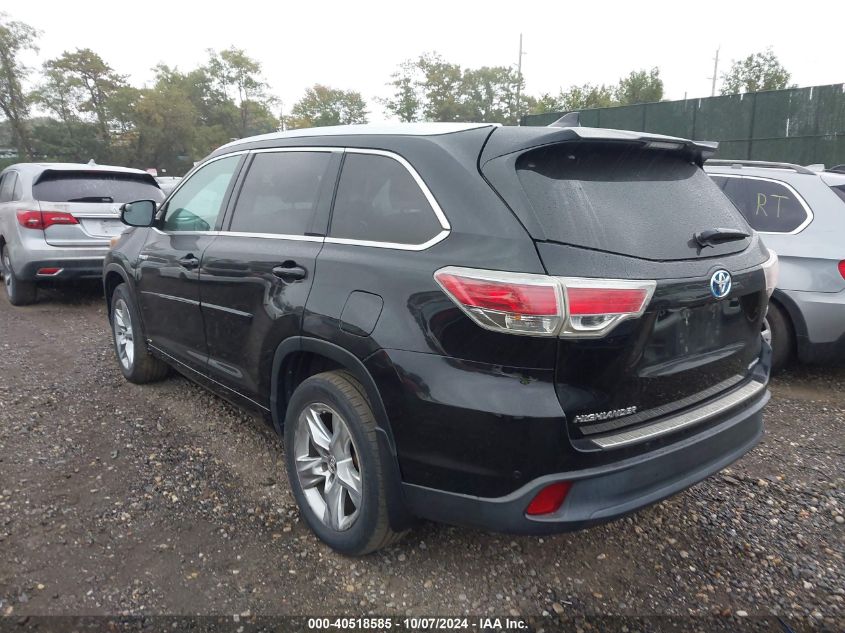 2016 Toyota Highlander Hybrid Limited VIN: 5TDDCRFH3GS016484 Lot: 40518585