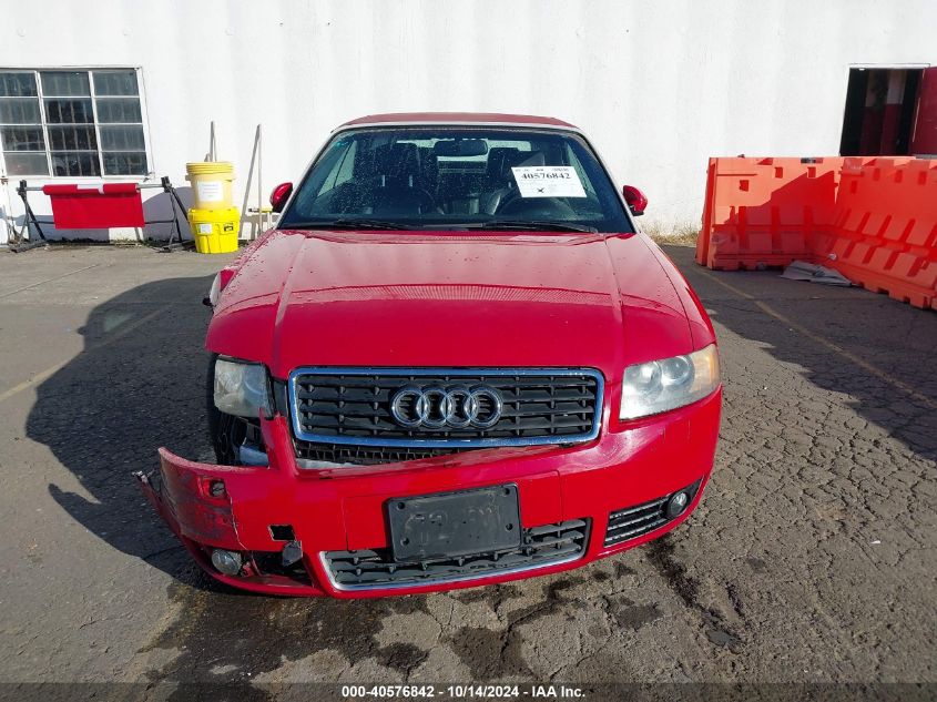 2003 Audi A4 1.8T VIN: WAUAC48H53K019212 Lot: 40576842