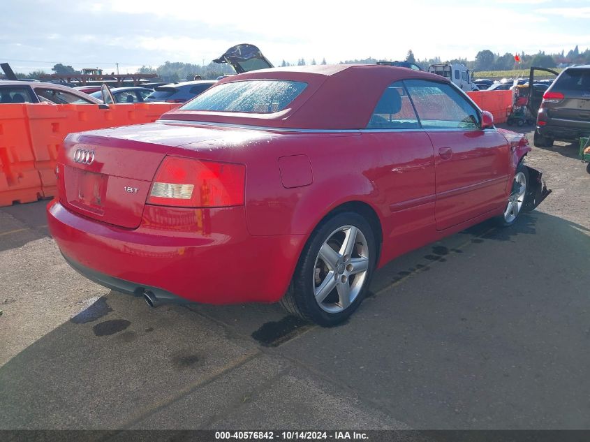 2003 Audi A4 1.8T VIN: WAUAC48H53K019212 Lot: 40576842