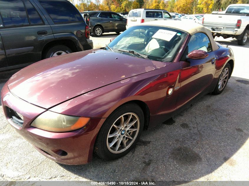 2003 BMW Z4 2.5I VIN: 4USBT33423LR63348 Lot: 40615490