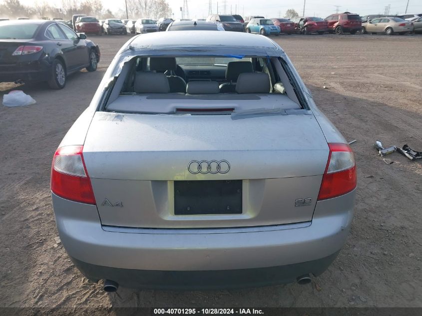 2002 Audi A4 3.0 VIN: WAULT68E82A176439 Lot: 40701295