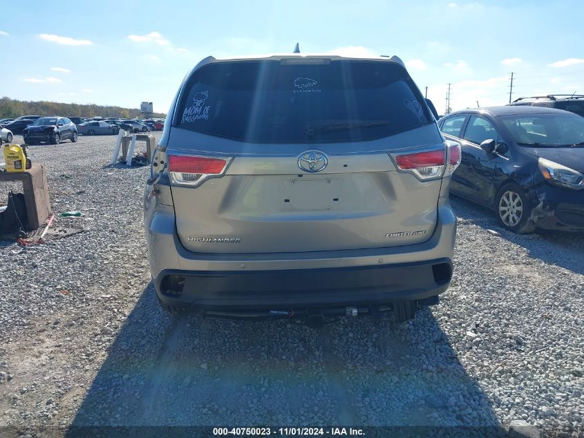 2015 Toyota Highlander Limited V6 VIN: 5TDDKRFH7FS164865 Lot: 40750023