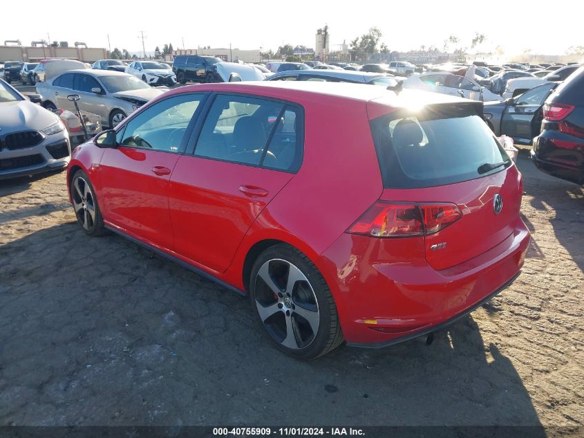 2015 Volkswagen Golf Gti 2.0T Se 4-Door VIN: 3VW4T7AU4FM027451 Lot: 40755909