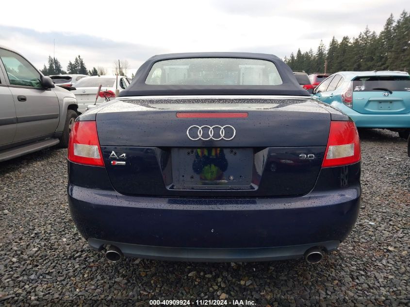 2003 Audi A4 3.0 VIN: WAUAT48H53K010297 Lot: 40909924