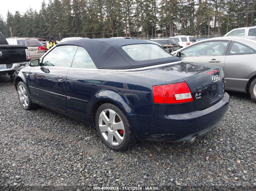 2003 Audi A4 3.0 VIN: WAUAT48H53K010297 Lot: 40909924