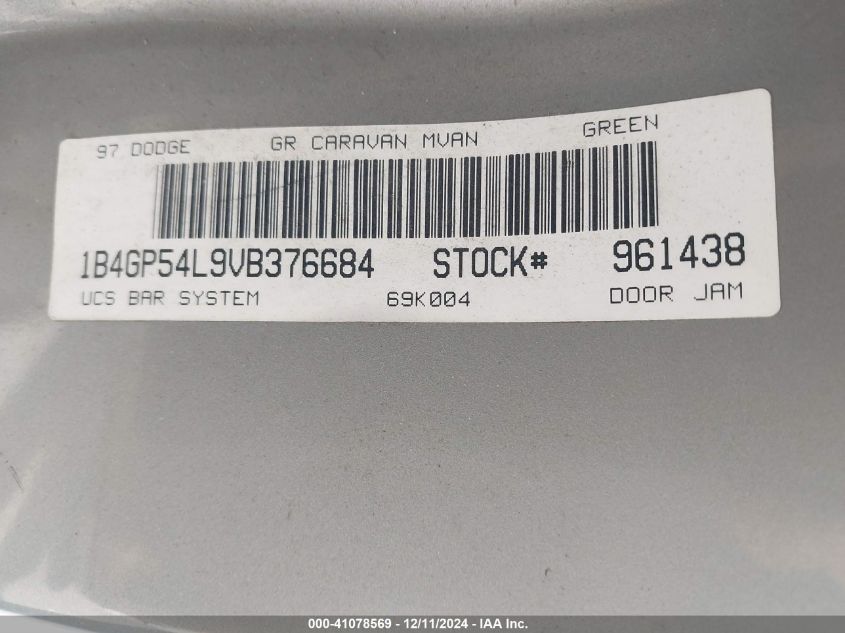 1997 Dodge Grand Caravan Es/Le VIN: 1B4GP54L9VB376684 Lot: 41078569