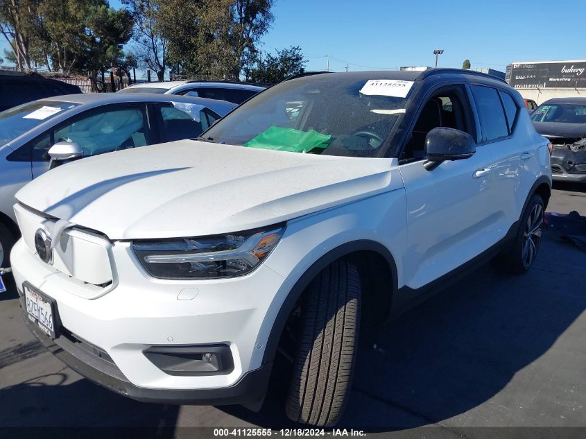 2022 Volvo Xc40 Recharge Pure Electric P8 Twin Plus VIN: YV4ED3URXN2656302 Lot: 41125555