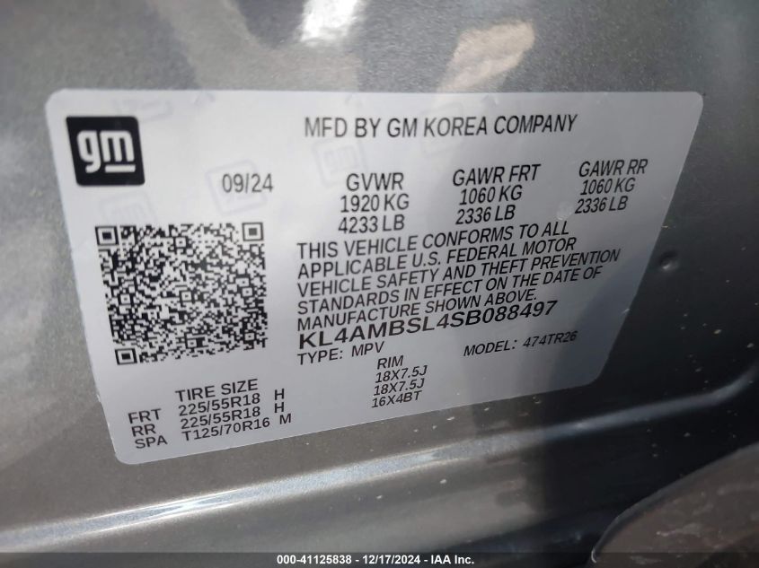 2025 Buick Encore Gx Preferred Fwd VIN: KL4AMBSL4SB088497 Lot: 41125838