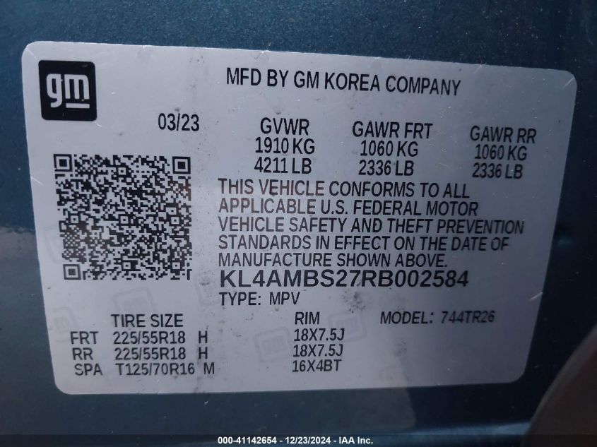 2024 Buick Encore Gx Preferred Fwd VIN: KL4AMBS27RB002584 Lot: 41142654