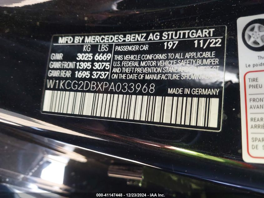 2023 Mercedes-Benz Eqs Sedan 450+ VIN: W1KCG2DBXPA033968 Lot: 41147448