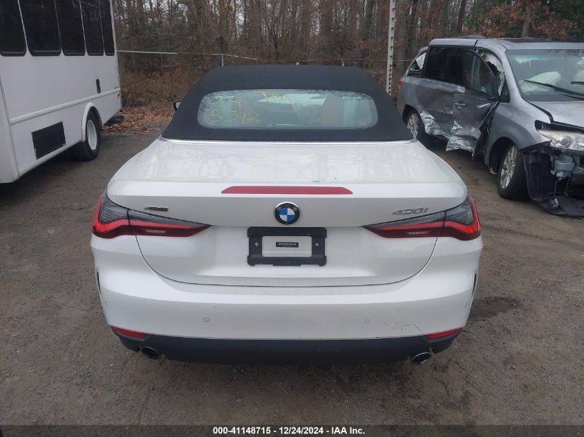 2022 BMW 430I xDrive VIN: WBA43AT0XNCH63112 Lot: 41148715