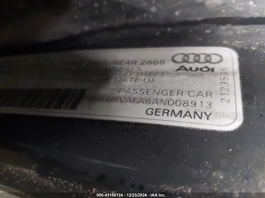 2010 Audi A8 L 4.2 VIN: WAURVAFA6AN008913 Lot: 41150124