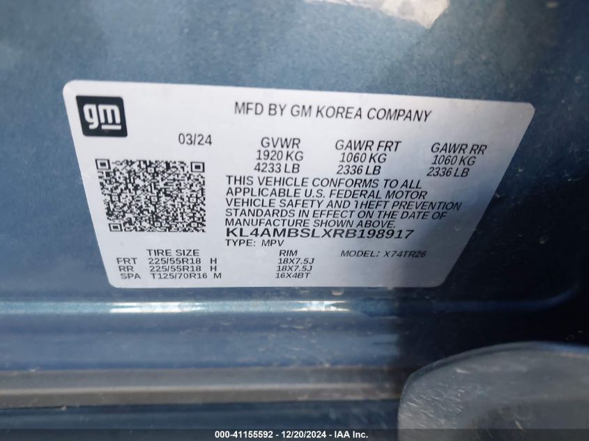 2024 Buick Encore Gx Preferred Fwd VIN: KL4AMBSLXRB198917 Lot: 41155592