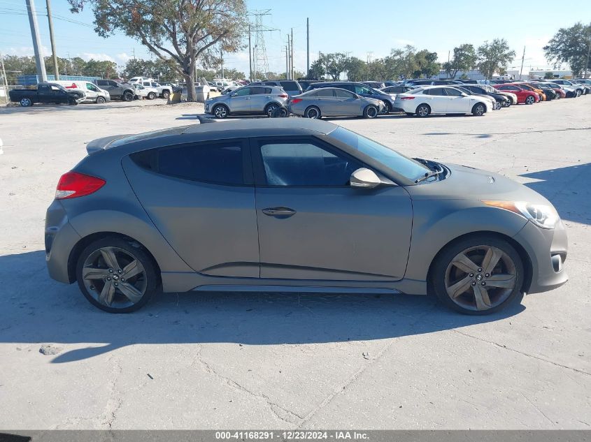 2014 Hyundai Veloster Turbo W/Blue VIN: KMHTC6AE7EU201827 Lot: 41168291