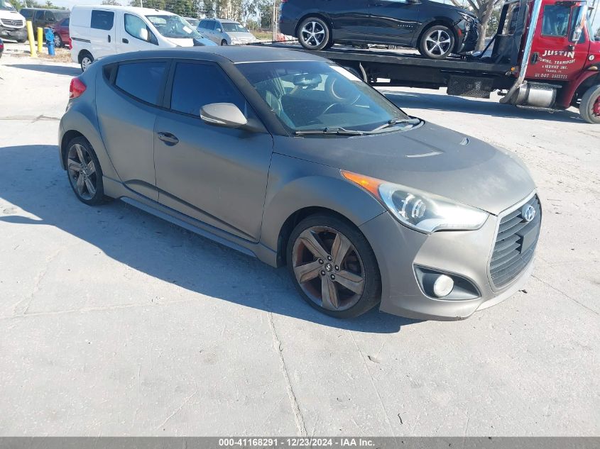 2014 Hyundai Veloster Turbo W/Blue VIN: KMHTC6AE7EU201827 Lot: 41168291