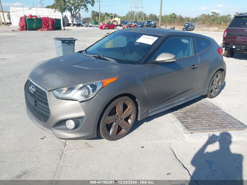 2014 Hyundai Veloster Turbo W/Blue VIN: KMHTC6AE7EU201827 Lot: 41168291