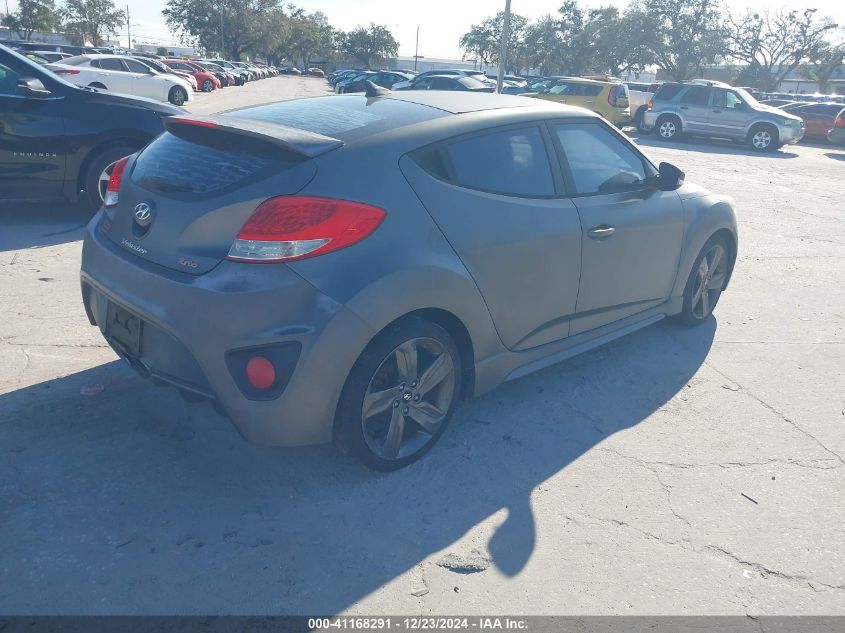 2014 Hyundai Veloster Turbo W/Blue VIN: KMHTC6AE7EU201827 Lot: 41168291