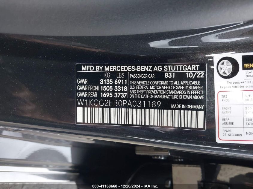 2023 Mercedes-Benz Eqs Sedan 450 4Matic VIN: W1KCG2EB0PA031189 Lot: 41168668