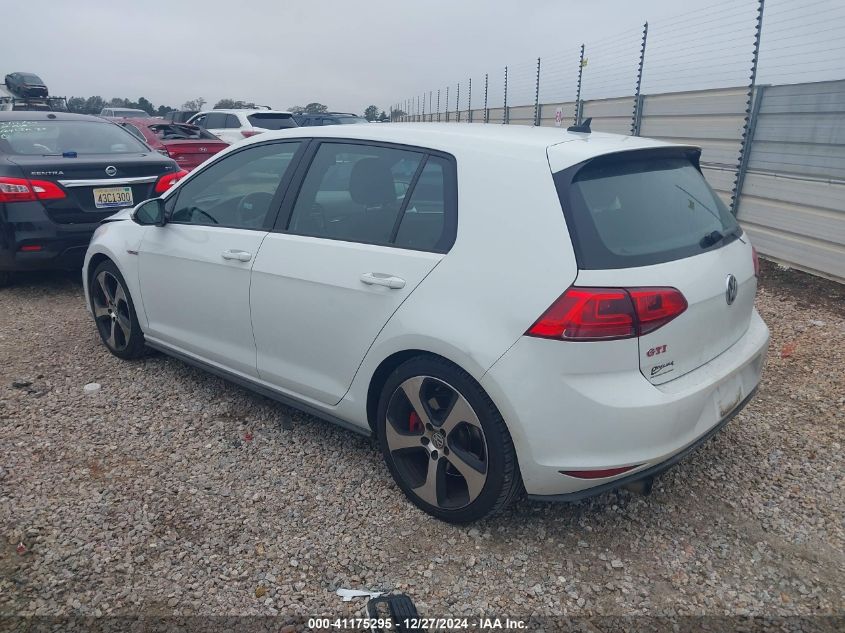 2015 Volkswagen Golf Gti 2.0T S W/Performance Package 4-Door VIN: 3VW547AU6FM103012 Lot: 41175295