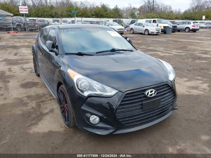 2013 Hyundai Veloster Turbo W/Blue VIN: KMHTC6AE5DU151346 Lot: 41177509