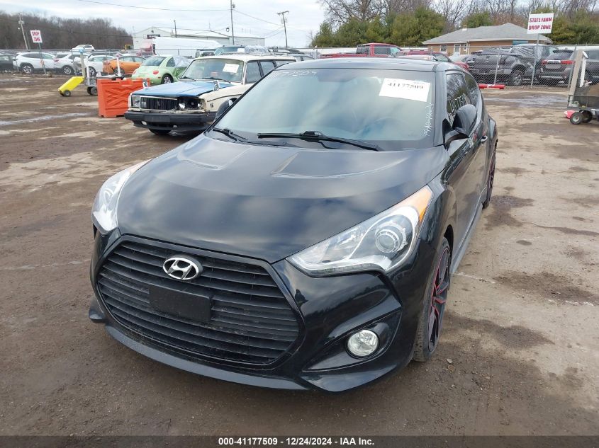 2013 Hyundai Veloster Turbo W/Blue VIN: KMHTC6AE5DU151346 Lot: 41177509