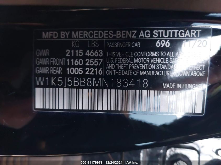 2021 Mercedes-Benz Amg Cla 35 4Matic VIN: W1K5J5BB8MN183418 Lot: 41179976