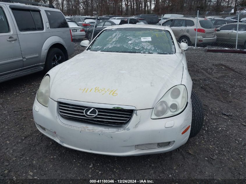 2002 Lexus Sc 430 VIN: JTHFN48YX20034736 Lot: 41180346