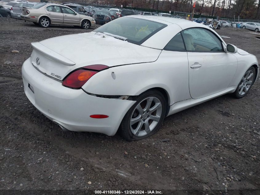 2002 Lexus Sc 430 VIN: JTHFN48YX20034736 Lot: 41180346