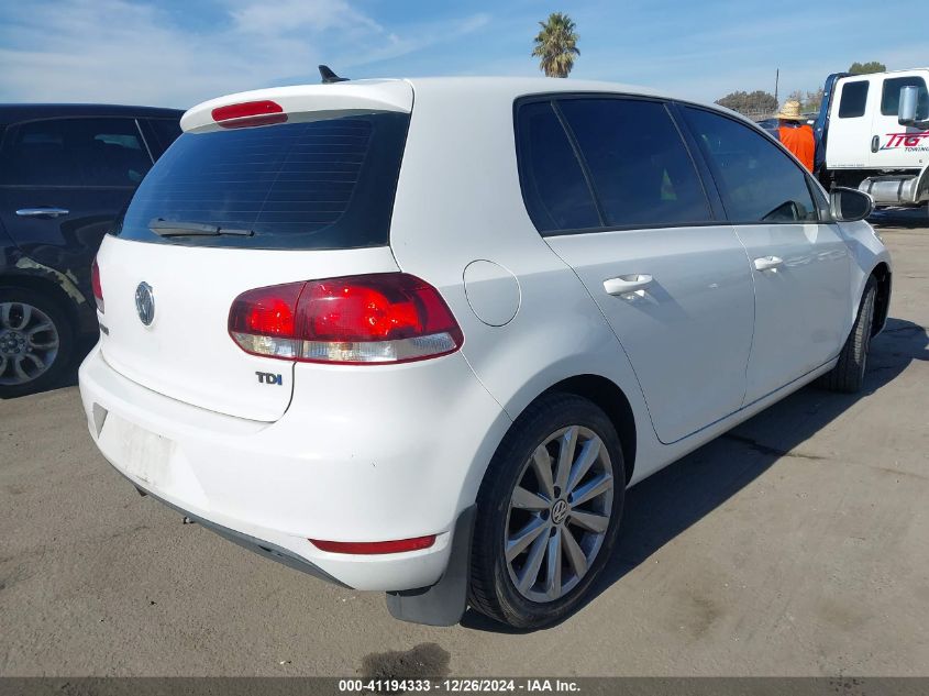 2013 Volkswagen Golf 2.0L Tdi 4-Door VIN: WVWDM7AJ6DW127196 Lot: 41194333