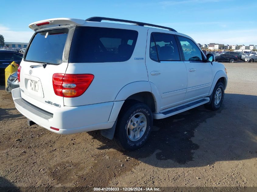 2002 Toyota Sequoia Limited V8 VIN: 5TDBT48A62S097824 Lot: 41205033