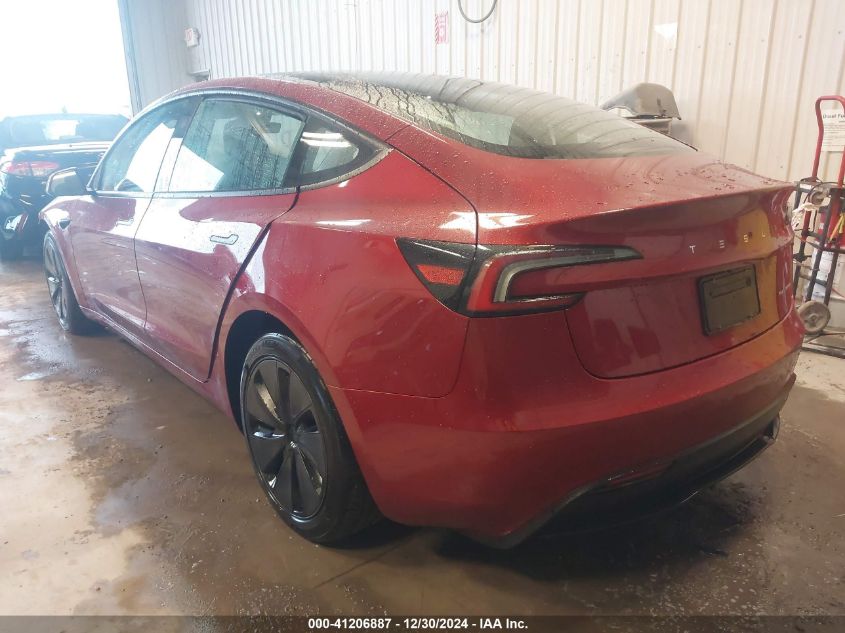 2024 Tesla Model 3 Long Range Dual Motor All-Wheel Drive VIN: 5YJ3E1EB4RF766231 Lot: 41206887