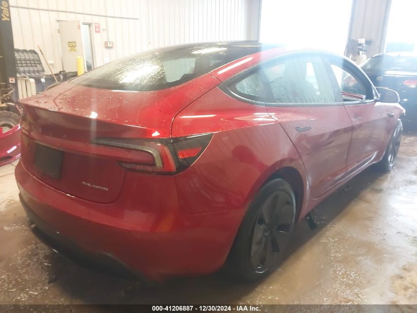 2024 Tesla Model 3 Long Range Dual Motor All-Wheel Drive VIN: 5YJ3E1EB4RF766231 Lot: 41206887