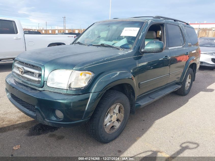 2002 Toyota Sequoia Limited VIN: 5TDBT48A62S075399 Lot: 41216265