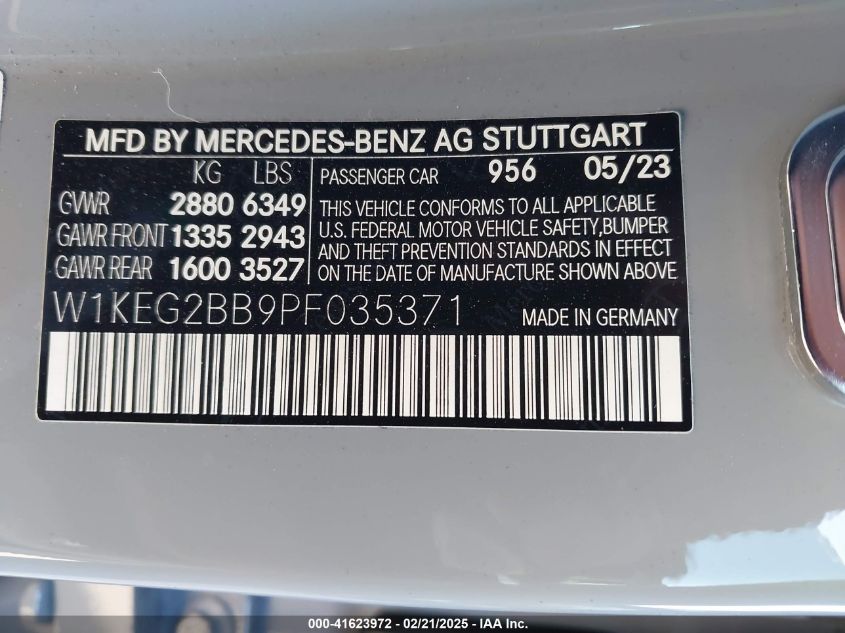 2023 Mercedes-Benz Eqe 350 VIN: W1KEG2BB9PF035371 Lot: 41623972