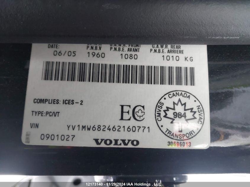 2006 Volvo V50 VIN: YV1MW682462160771 Lot: 12173140