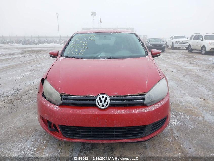 2010 Volkswagen Golf VIN: WVWDA7AJ8AW102238 Lot: 12189062