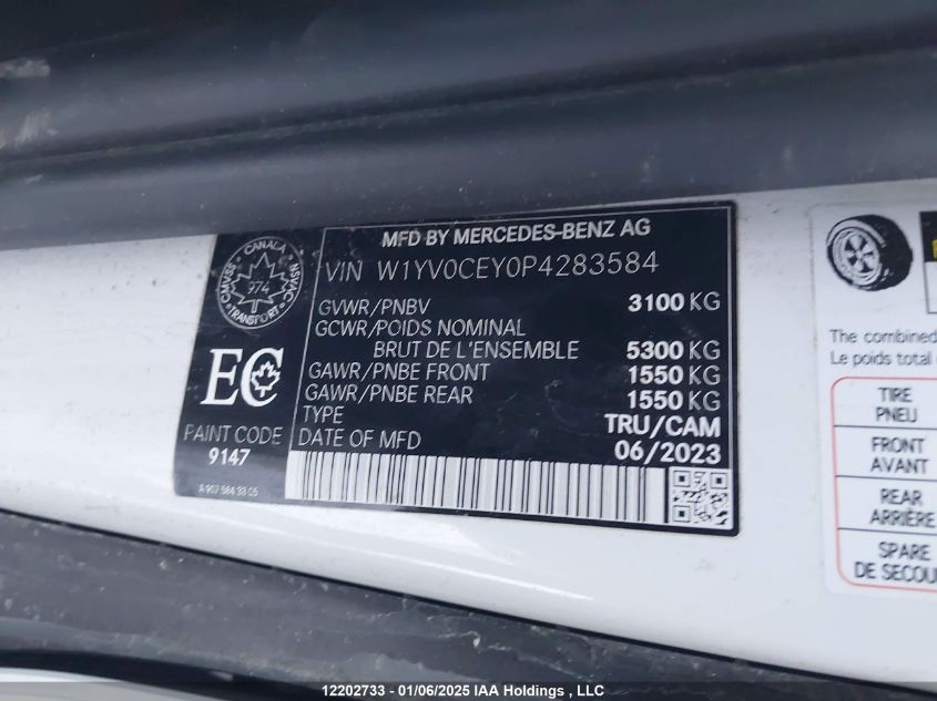 2023 Mercedes-Benz Metris VIN: W1YV0CEY0P4283584 Lot: 12202733